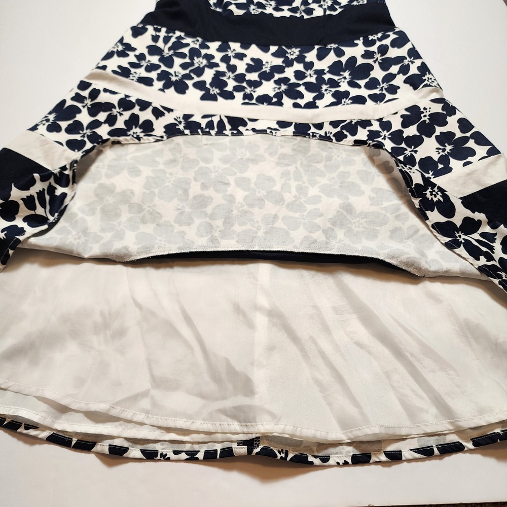 Black Label by Evan-Picone Navy White Floral Fit Flare Dress Size 8 Sleeveless - Picture 5 of 11